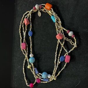 Chico's “Color Block” Dual Strand Multicolor Bead Necklace 36inches